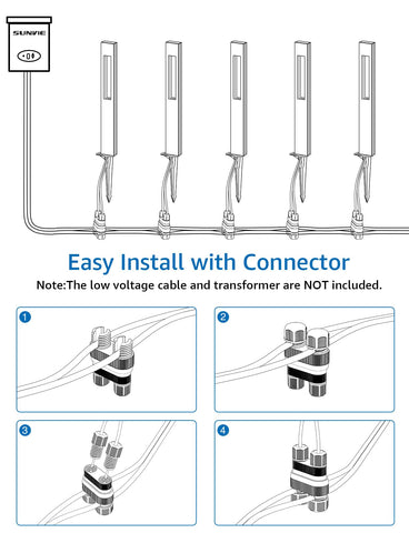 SUNVIE quick-install pathway light with stake and connectors
