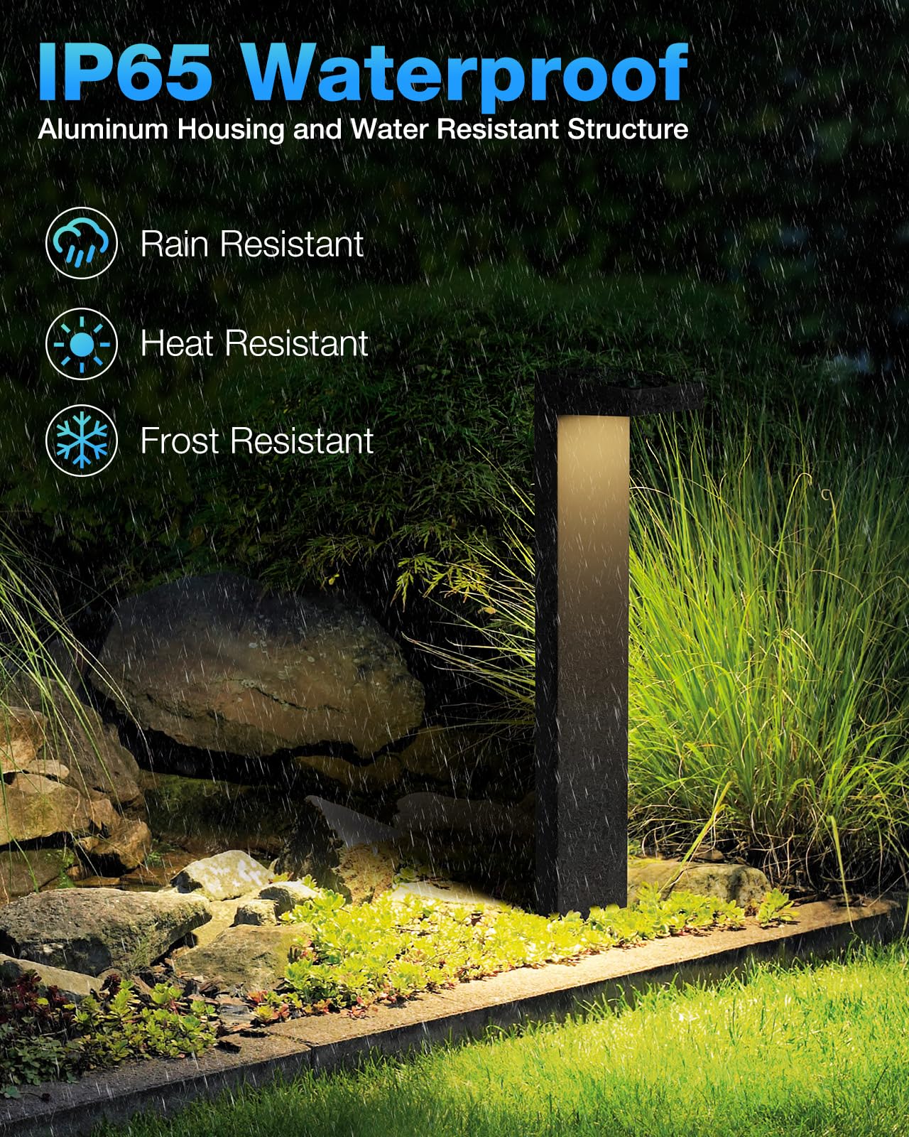 SunVIE pathway light with stake installation for quick outdoor setup.