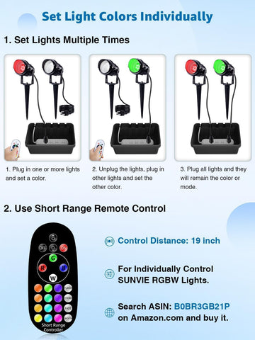 SUNVIE RF remote control reaches up to 59 ft for synchronized color changes