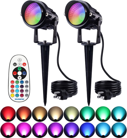 SUNVIE RGB Spot Light outdoor 12W front view, ideal for yard accents