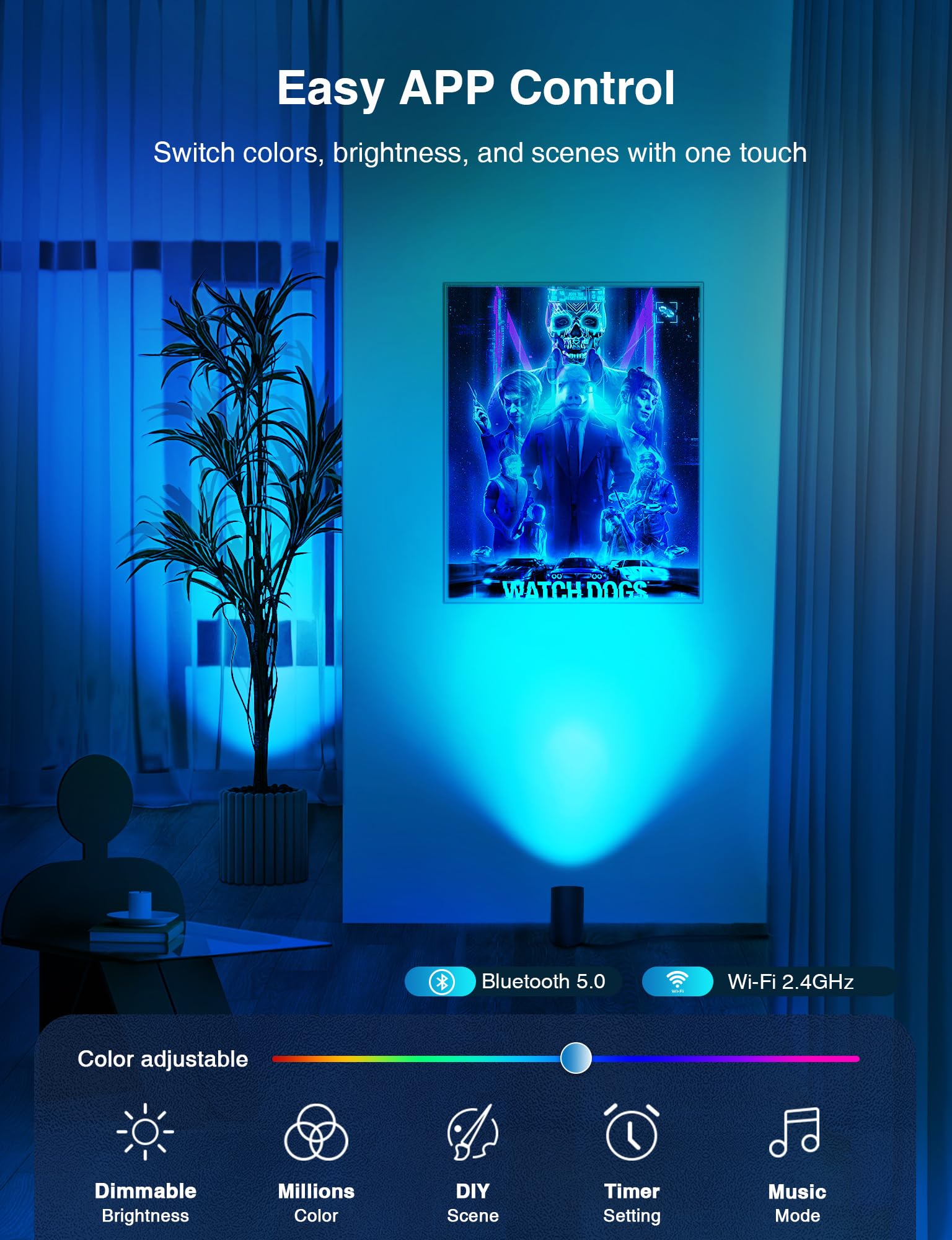 Sunvie uplight showing warm to cool whites for any mood