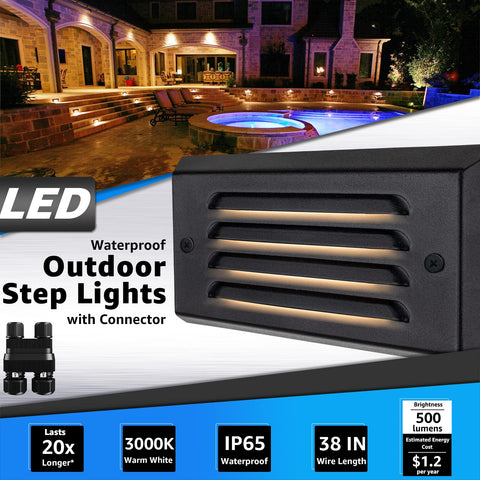 Sunvie step-light side view showing anti-glare louvers for comfortable outdoor lighting
