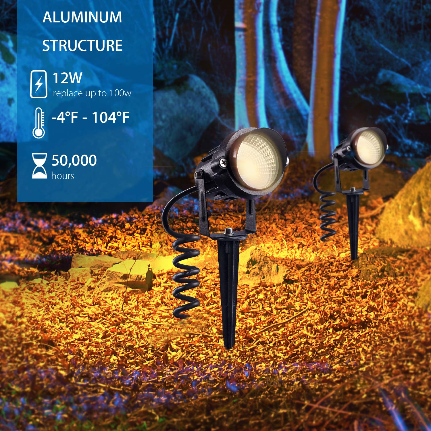 SUNVIE warm white 3000K glow creates inviting ambience along pathways and patios.