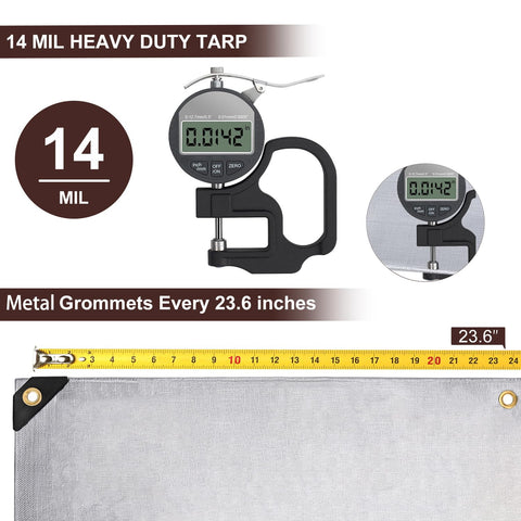 Sunvigor tarp heavy-duty 14mil-edges demonstrates reinforced corners for long-lasting coverage