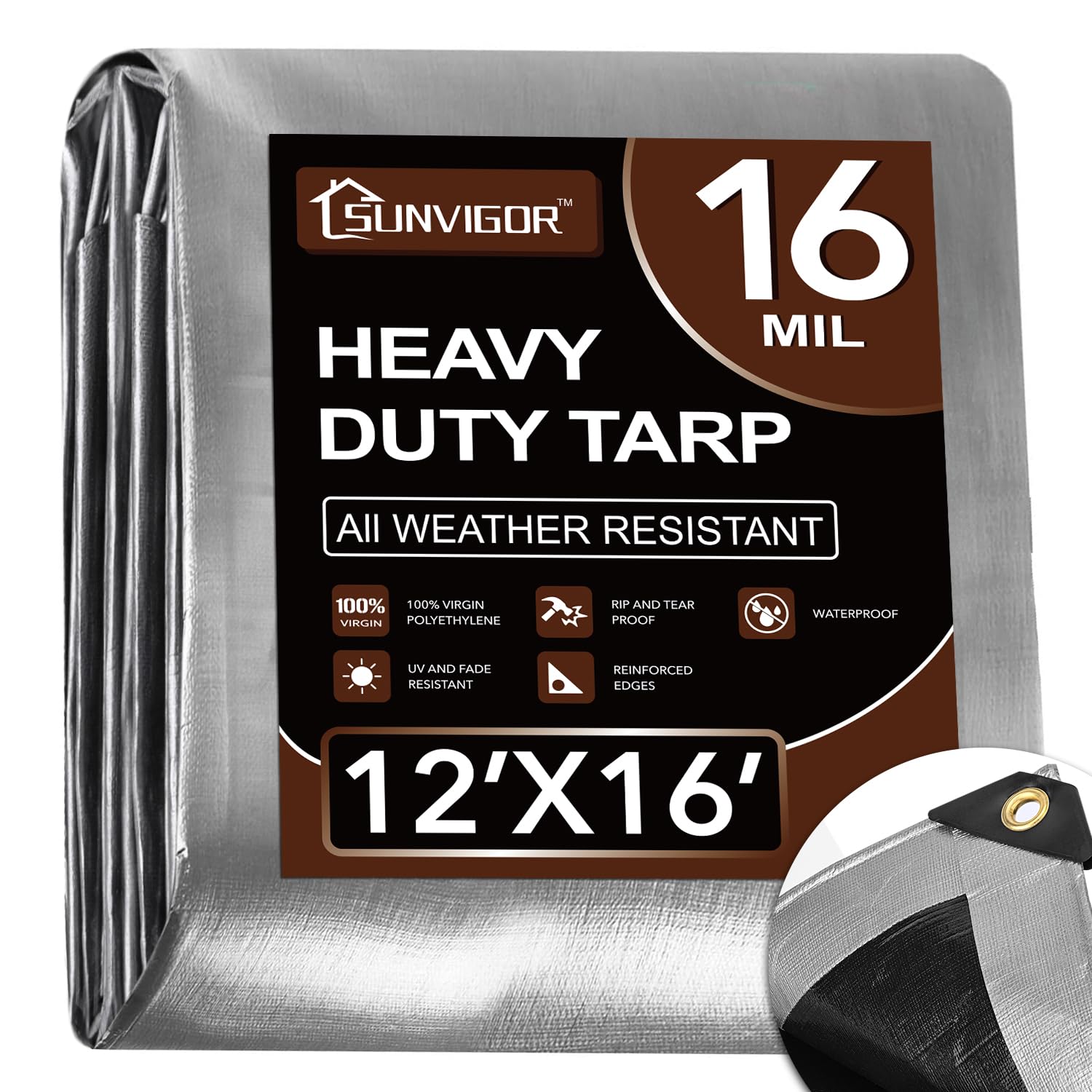 Sunvigor tarp waterproof 12x16 protects outdoor gear from rain and sun