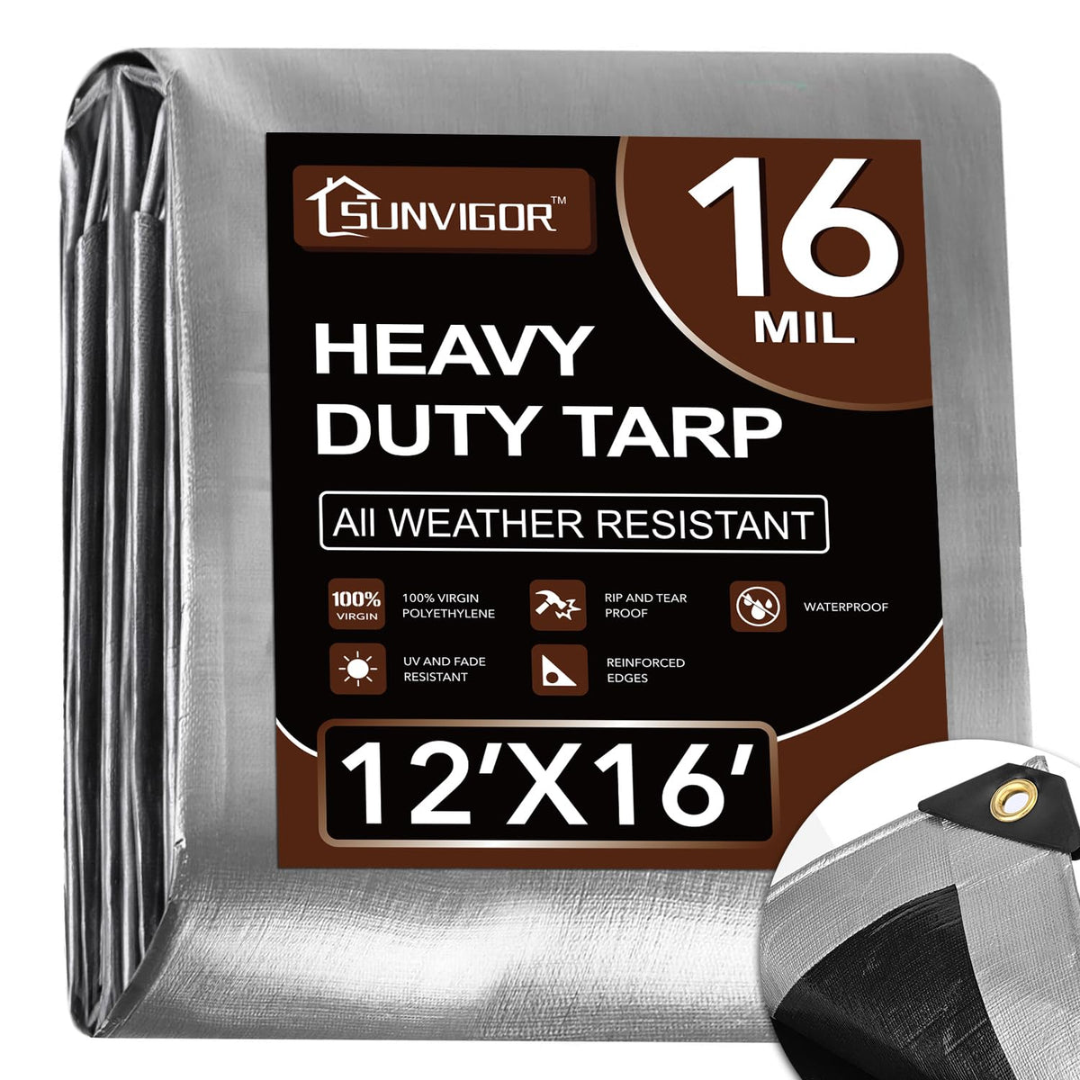 Sunvigor tarp waterproof 12x16 protects outdoor gear from rain and sun
