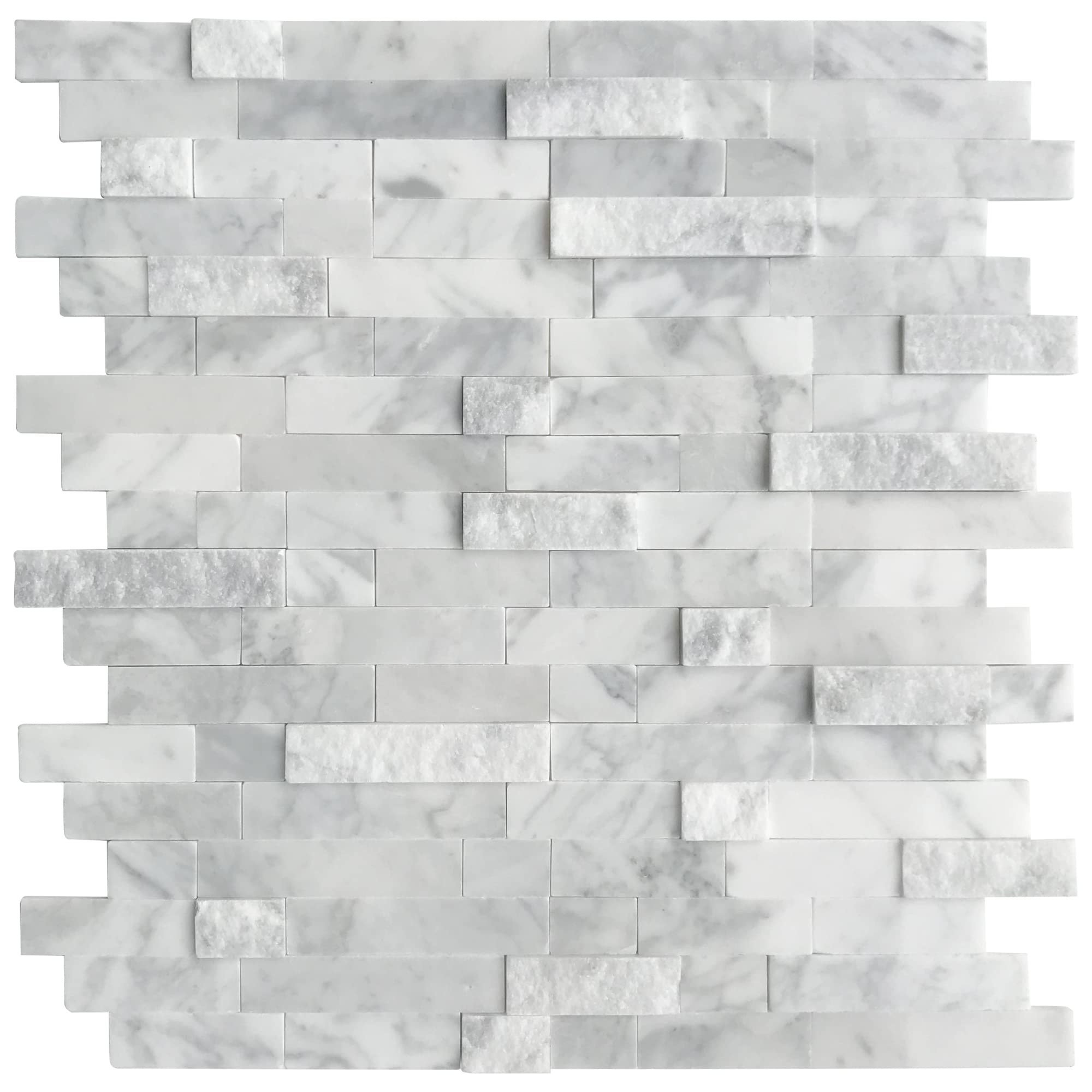 Sunwings 5-sheet mosaic natural 3D stone tiles close-up, showcasing durable, easy-to-clean texture.
