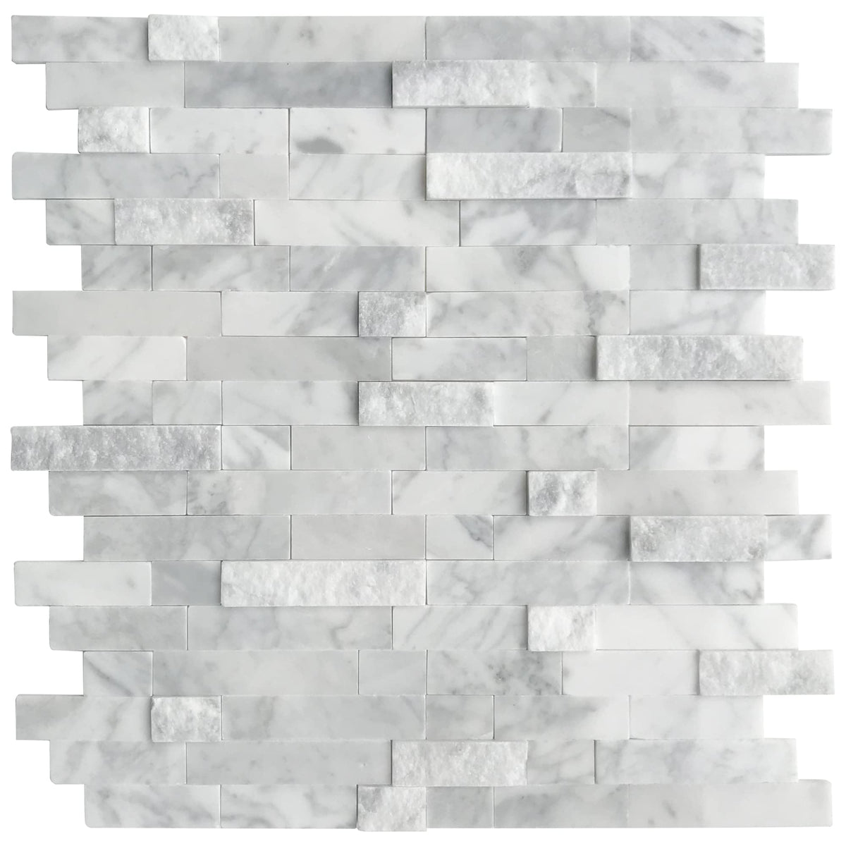 Sunwings 5-sheet mosaic natural 3D stone tiles close-up, showcasing durable, easy-to-clean texture.