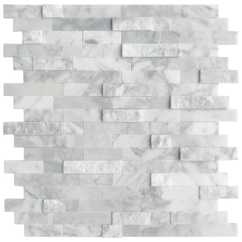Sunwings 5-sheet mosaic natural 3D stone tiles close-up, showcasing durable, easy-to-clean texture.