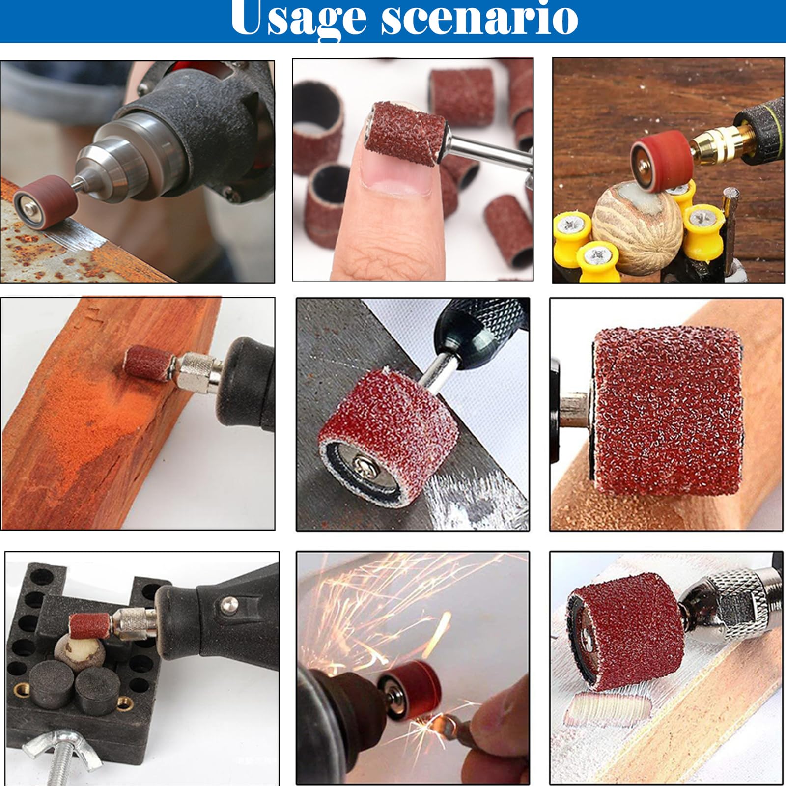 Sunxeke drum mandrels and sanding bits set for versatile attachments.