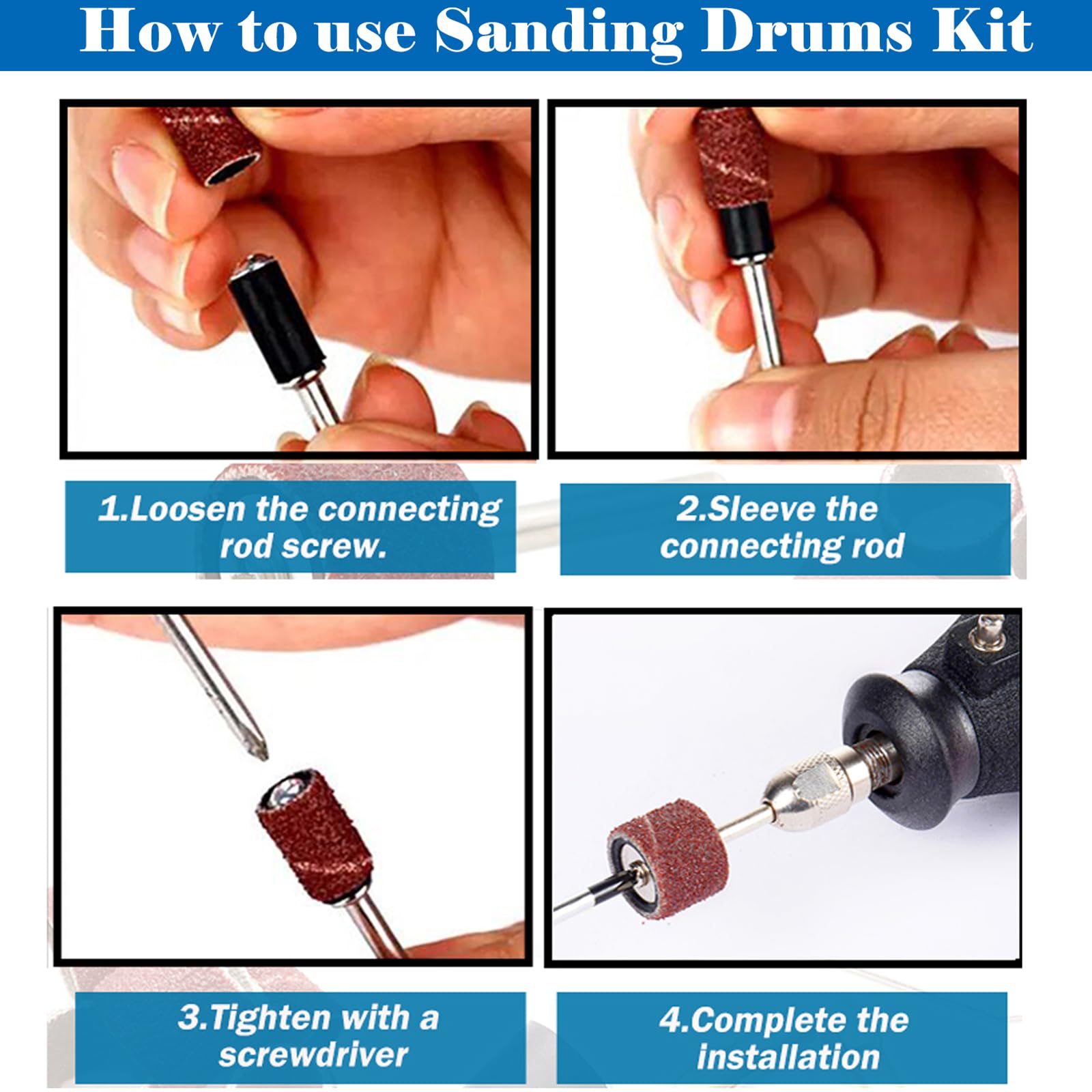 Sunxeke sanding drum 320-grit for detailed shaping and edging.
