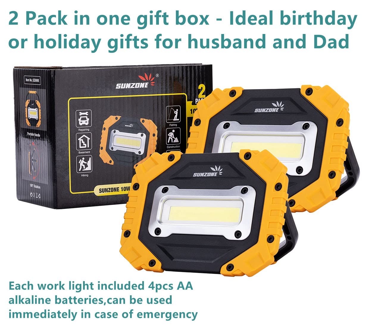 Sunzone LED work light for fishing setup offers hands-free lighting.