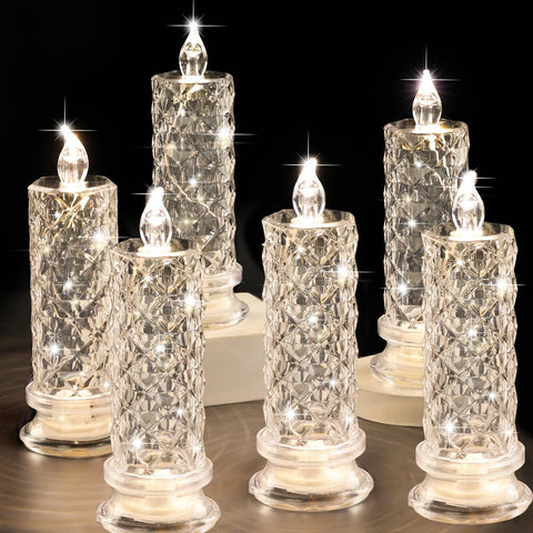 SupBri Rose Shadow LED candles front view with warm romantic glow for table decor
