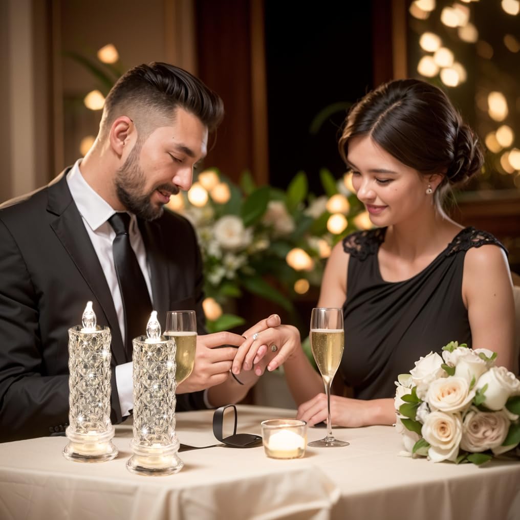 SupBri Rose Shadow LED candles on wedding table create elegant focal point