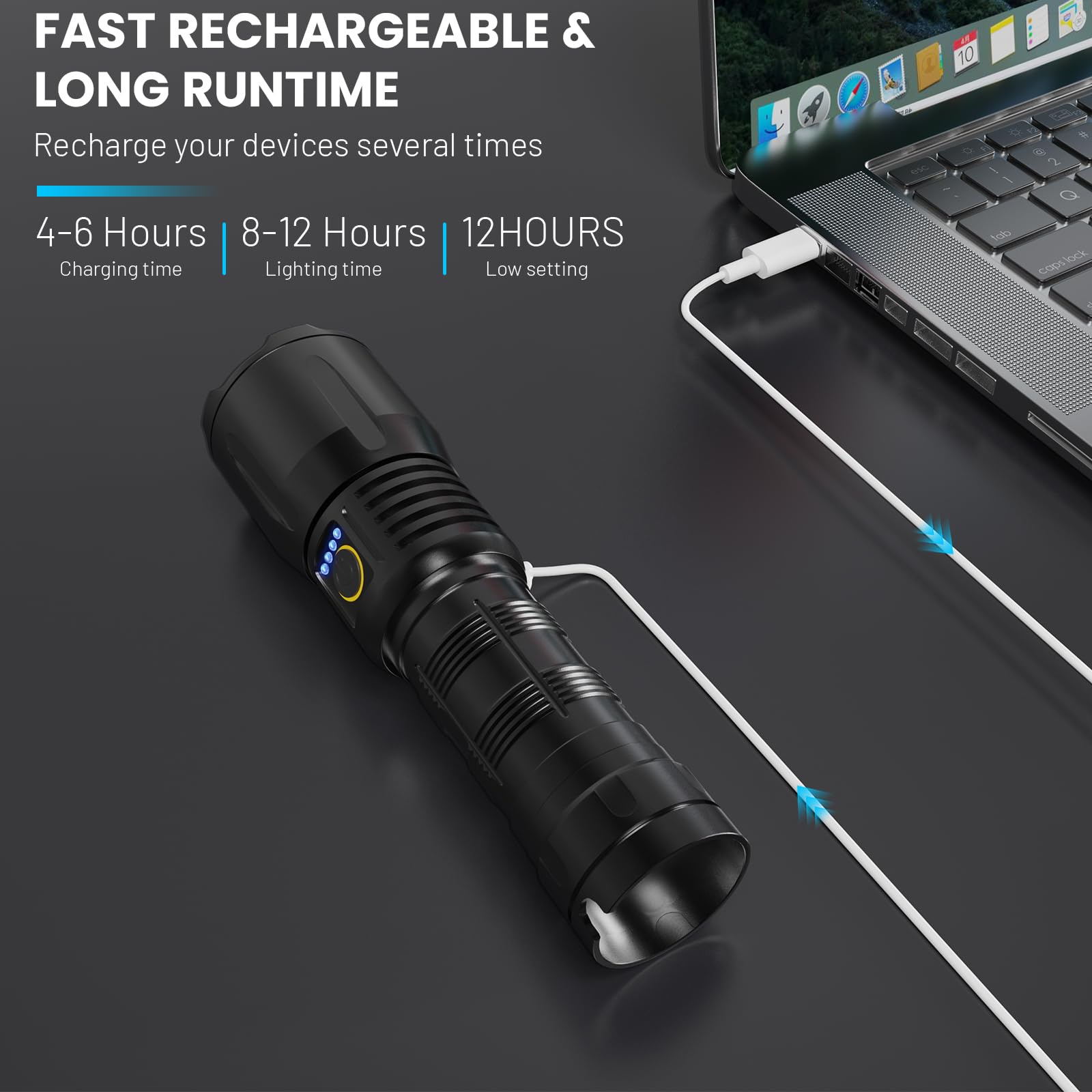 Battery display on Super Kegel flashlight showing charge level