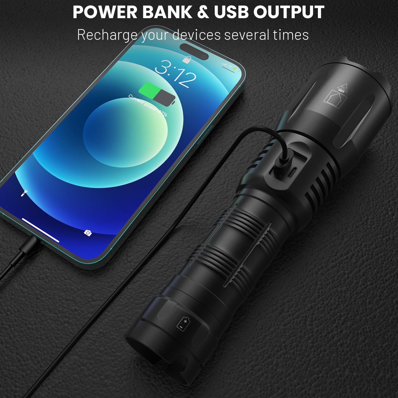 Charging cables included with Super Kegel flashlight