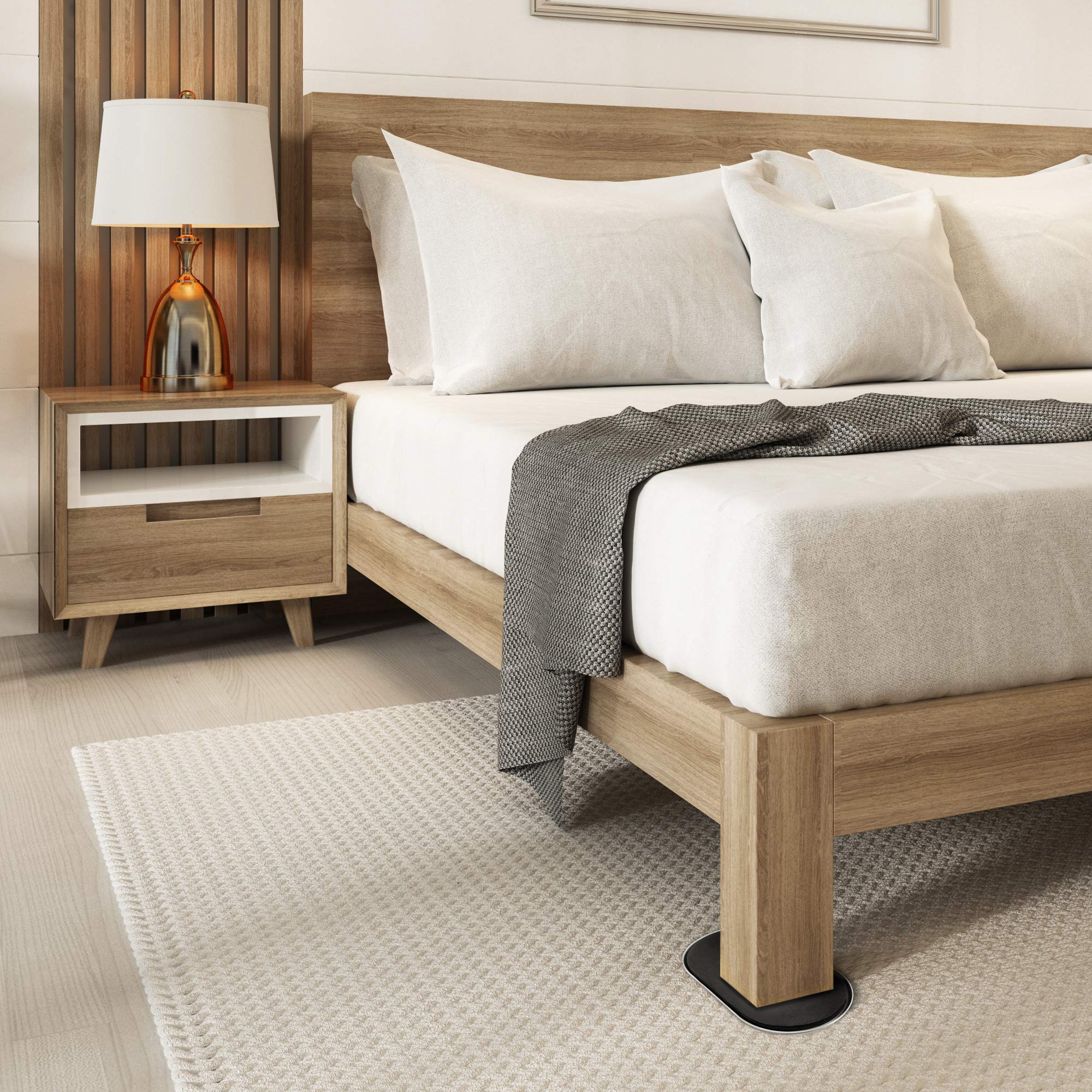 Friction-reducing glide of Super Sliders across carpeted floors.