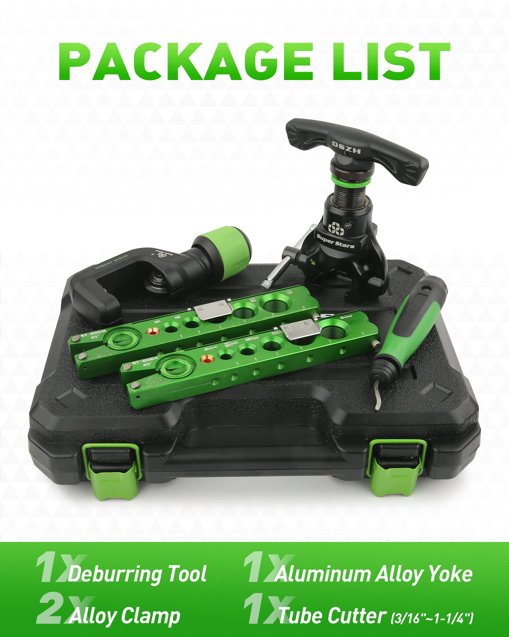 Super Stars 5-in-1 kit includes clamps, cutter, and deburr with case.