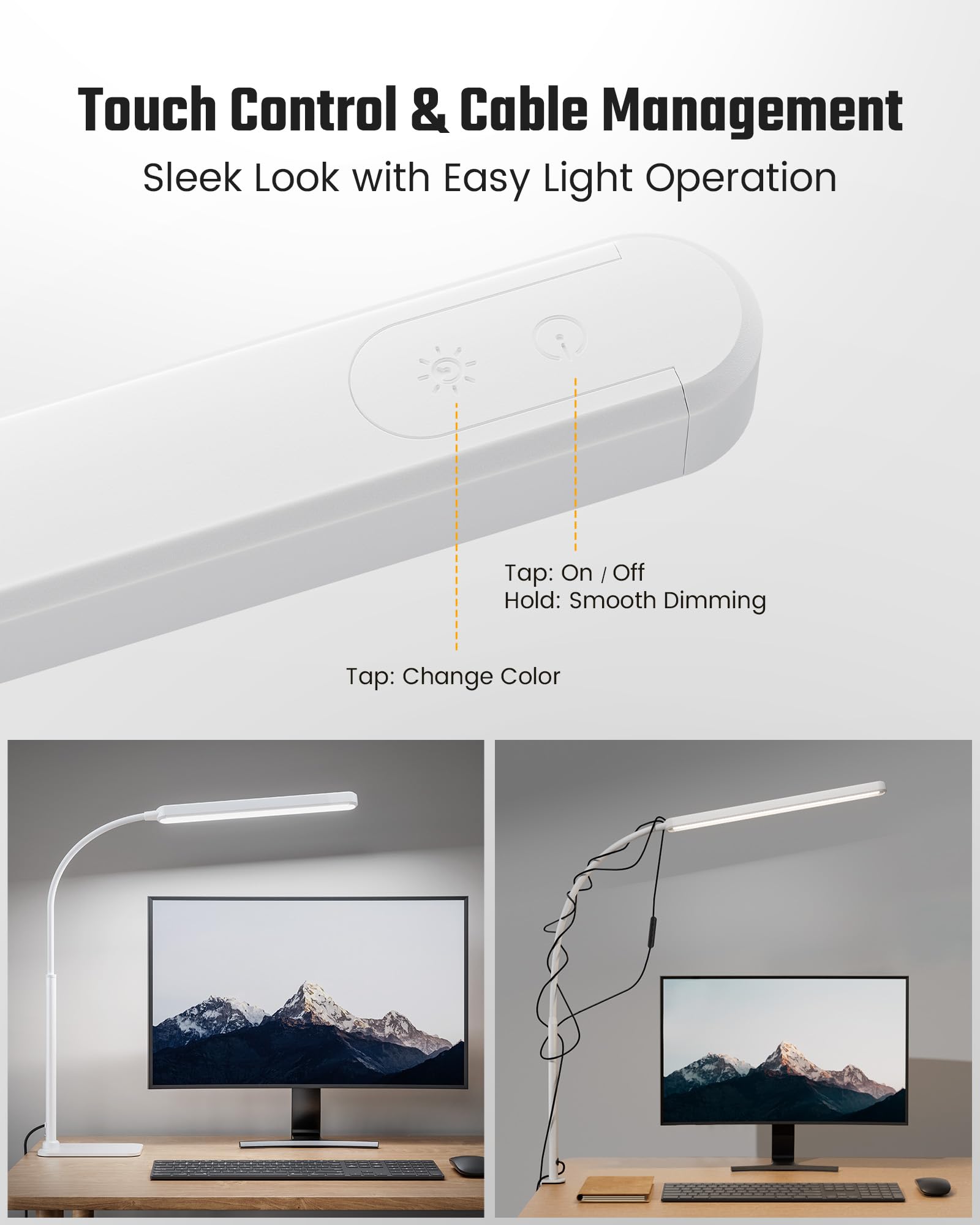 SUPERDANNY desk lamp head emits soft, even light for long reading sessions.