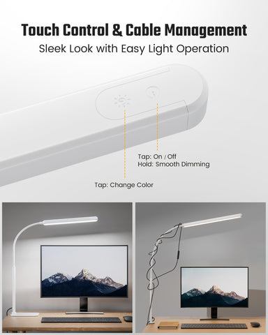 SUPERDANNY desk lamp head emits soft, even light for long reading sessions.