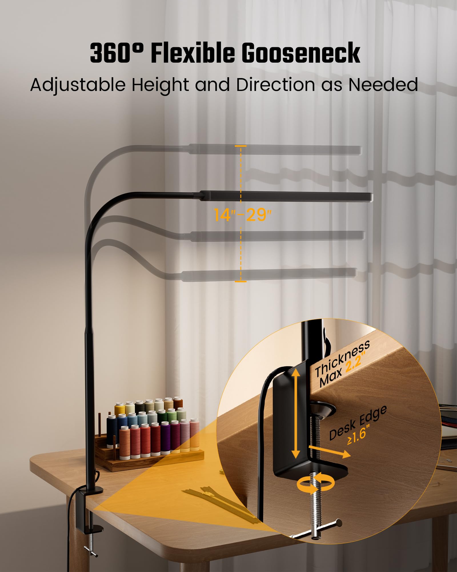SUPERDANNY compact black desk lamp suited for home offices and dorms.