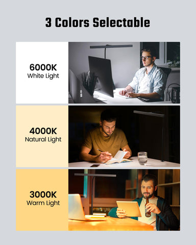 SUPERDANNY LED Desk Lamp provides warm, neutral, and cool light options for versatility.
