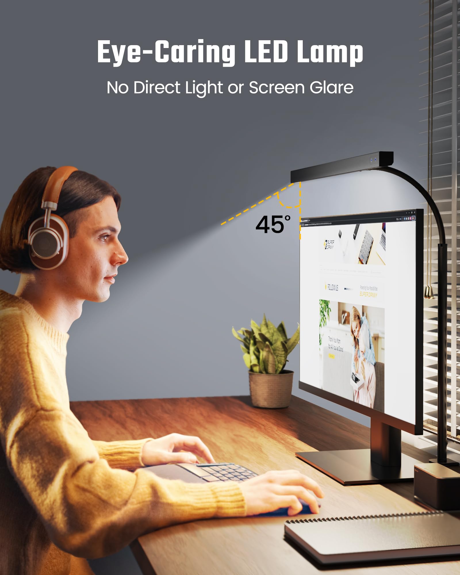 SUPERDANNY LED Desk Lamp mounted on architect clamp for secure placement.