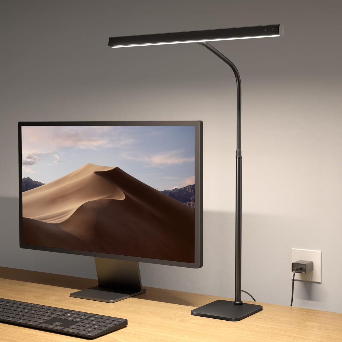 SUPERDANNY LED desk lamp base provides stable support for a clutter-free workspace.