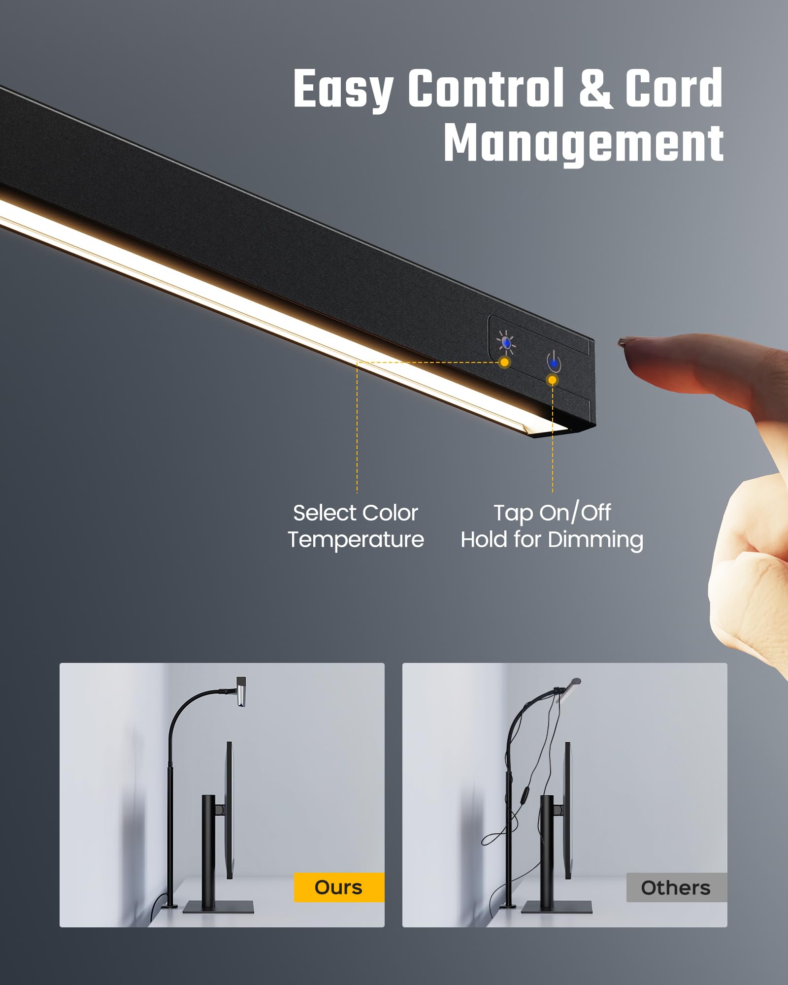 SUPERDANNY LED Desk Lamp offers dimmable brightness for any task from reading to coding.