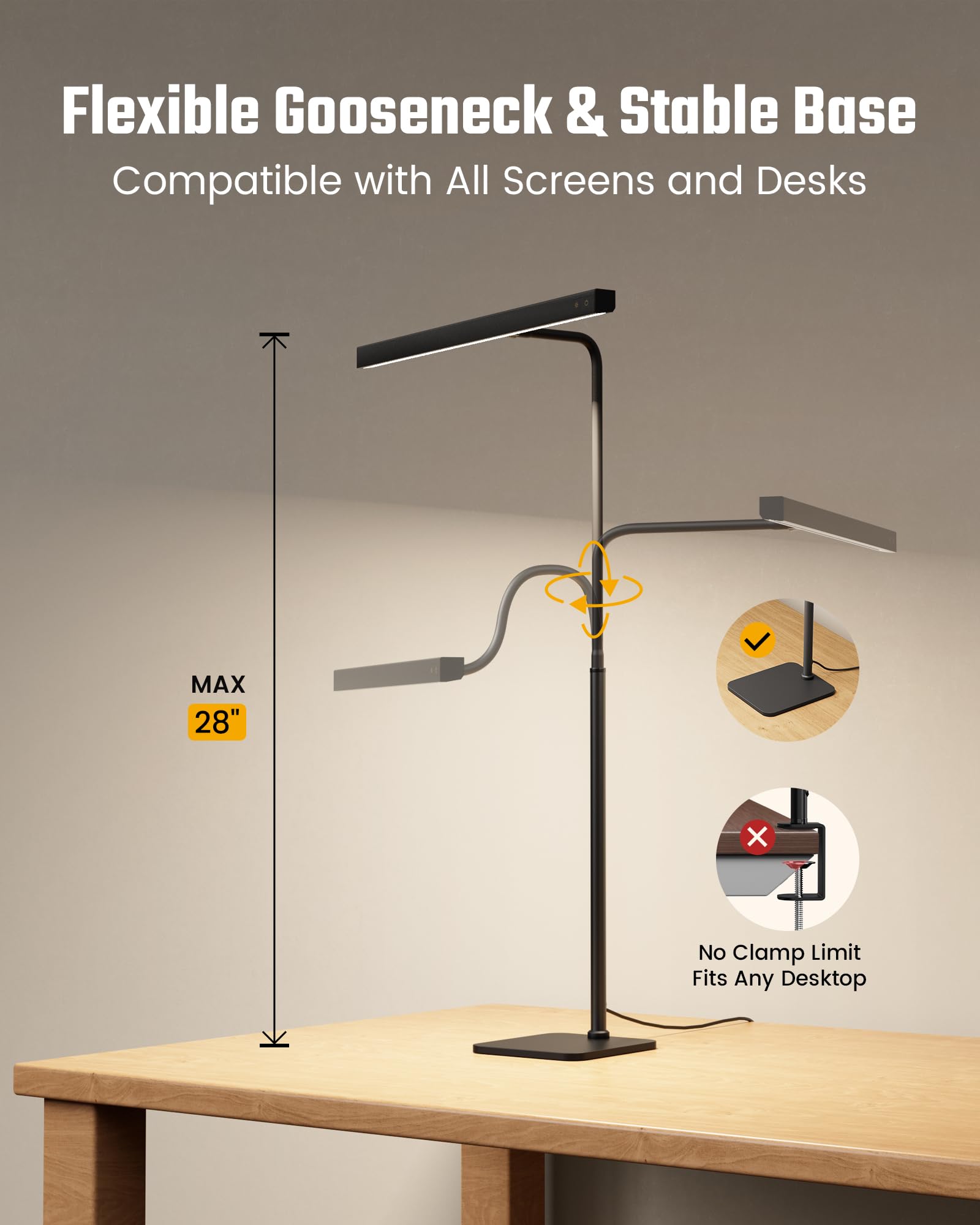 60 high-efficiency LEDs deliver broad, even light coverage.