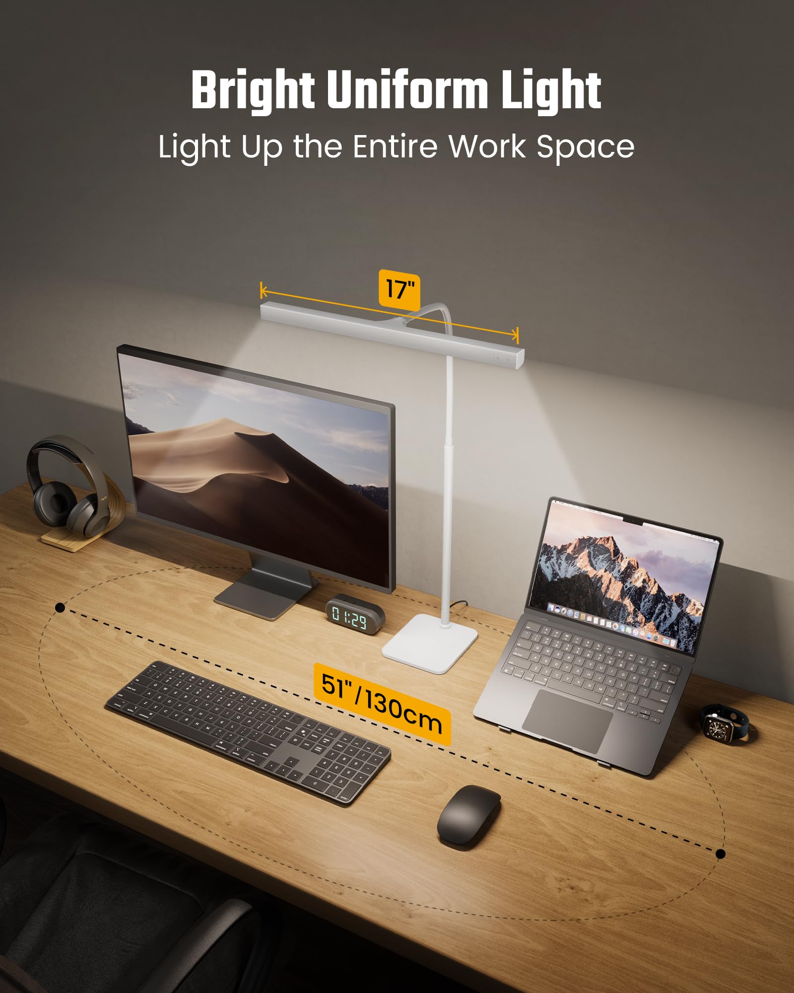 SUPERDANNY LED Desk Lamp gooseneck allows precise positioning for screen work.