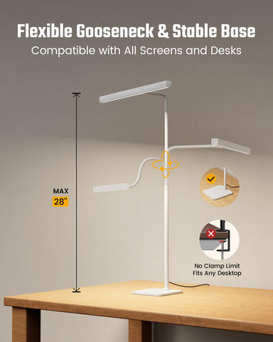 SUPERDANNY LED Desk Lamp height-adjustable gooseneck adapts to any monitor setup.