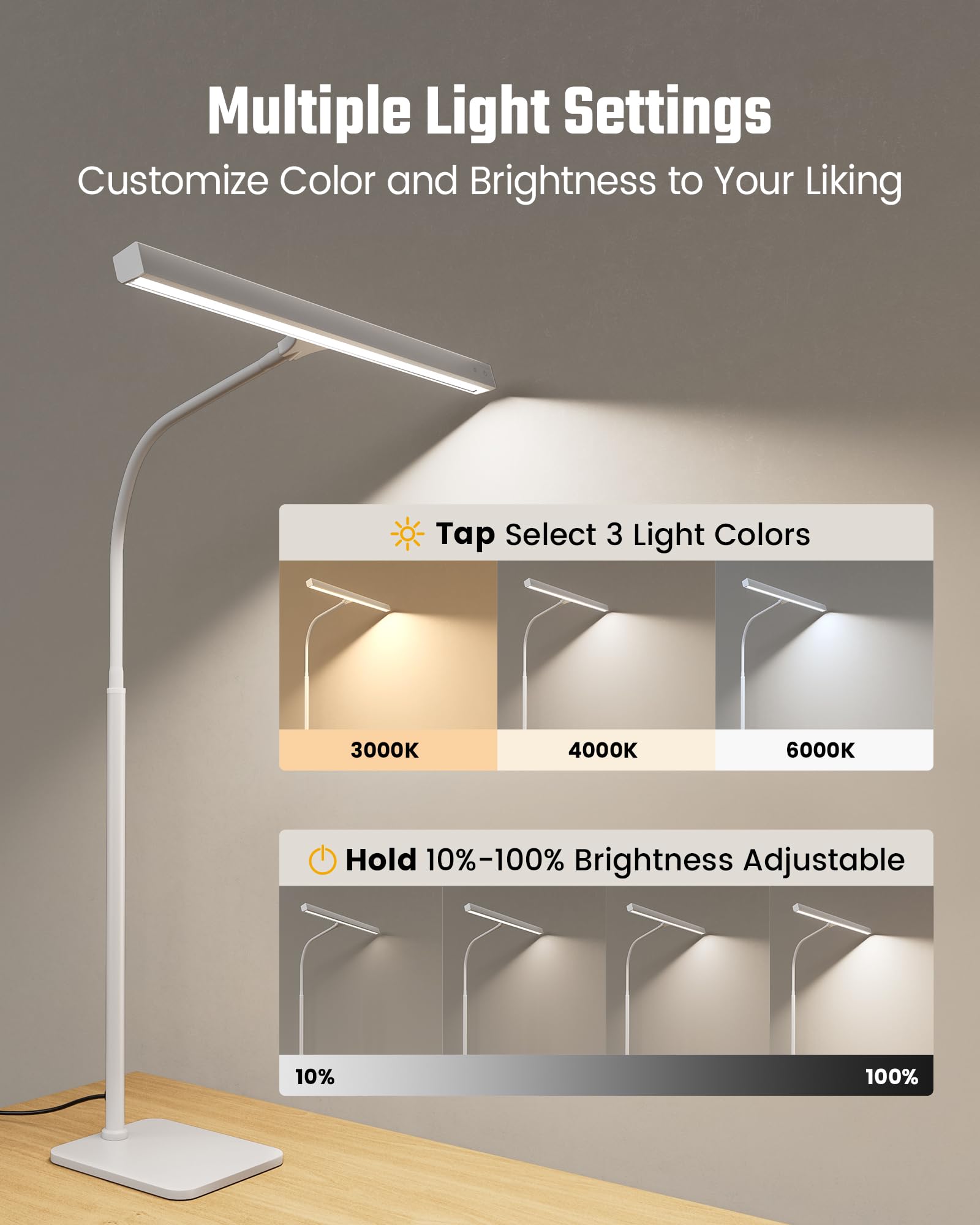 SUPERDANNY LED Desk Lamp illuminance reduces screen glare on your desk.