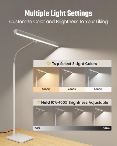 SUPERDANNY LED Desk Lamp illuminance reduces screen glare on your desk.