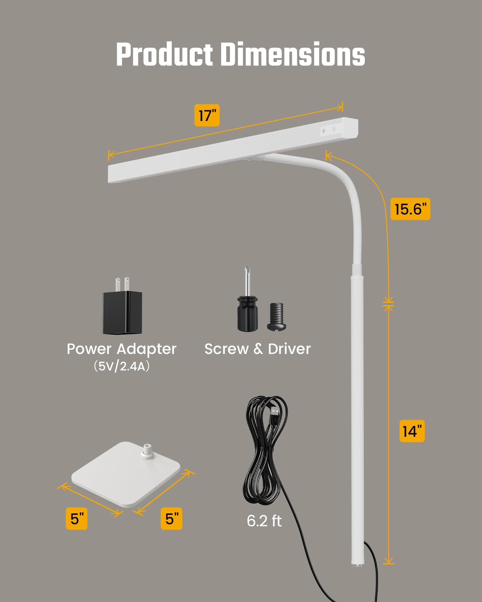 SUPERDANNY LED Desk Lamp package includes USB adapter for easy setup.