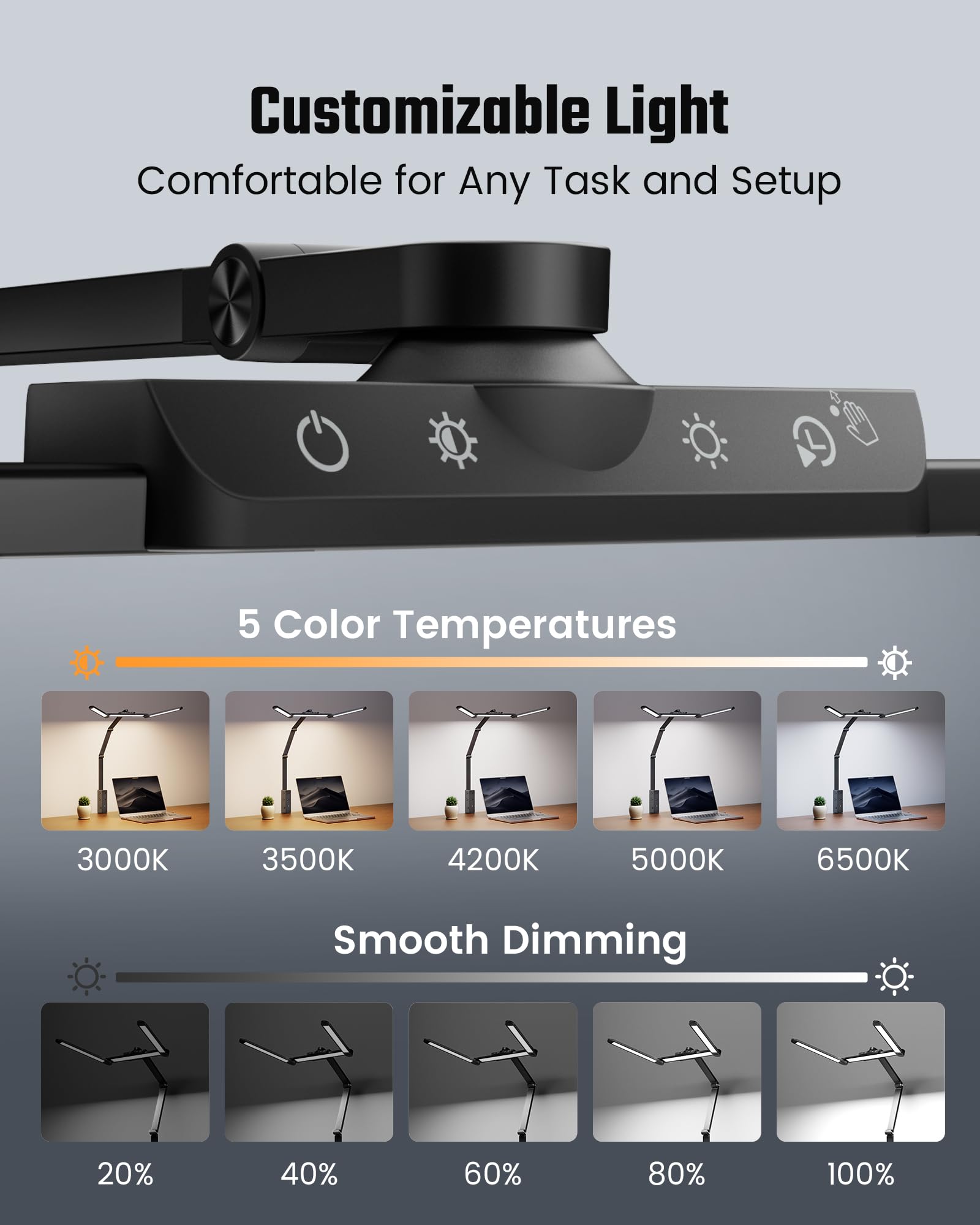 SUPERDANNY desk lamp swing-arm and clamp enable flexible placement