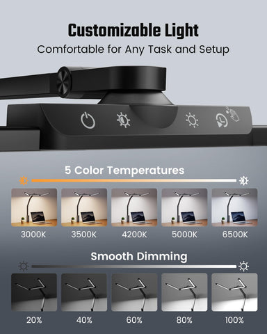 SUPERDANNY desk lamp swing-arm and clamp enable flexible placement