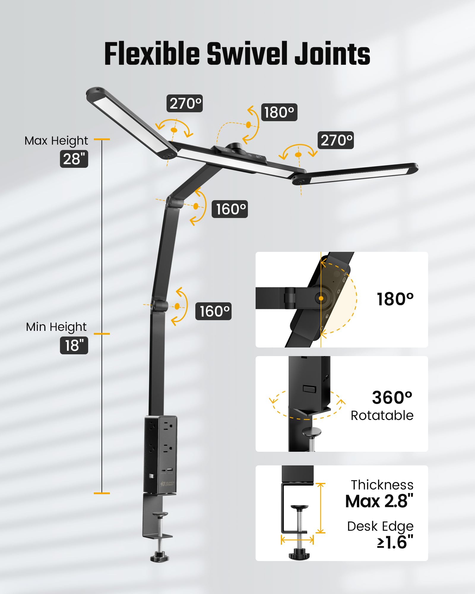 SUPERDANNY LED desk lamp includes USB-C for fast desk charging