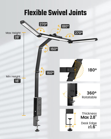 SUPERDANNY LED desk lamp includes USB-C for fast desk charging