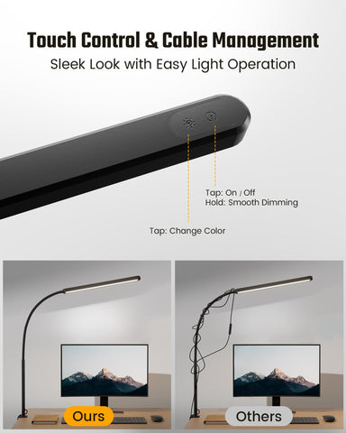 SUPERDANNY lamp head with touch controls for easy adjustments.