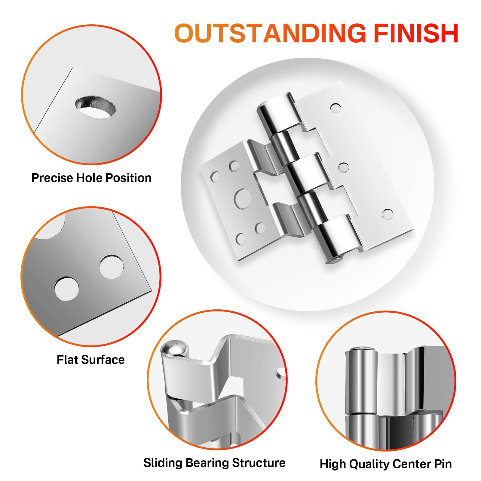 SuperDi galvanized steel hinges highlight durability and reduced wear over time.