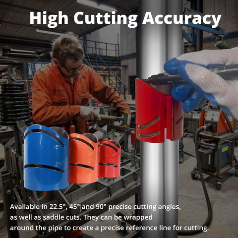 45-degree cut demonstrated with the SuperDi pipe cutting guide