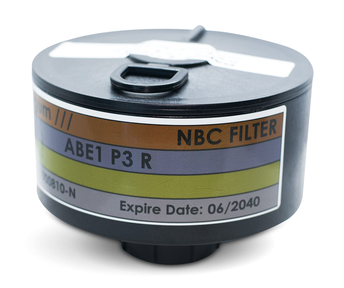 Supergum CBRN 40mm filter in outer plastic packaging for storage