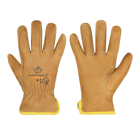 Superior Glove Endura Cut Water-Resistant Leather Glove demonstrates 360° cut protection.