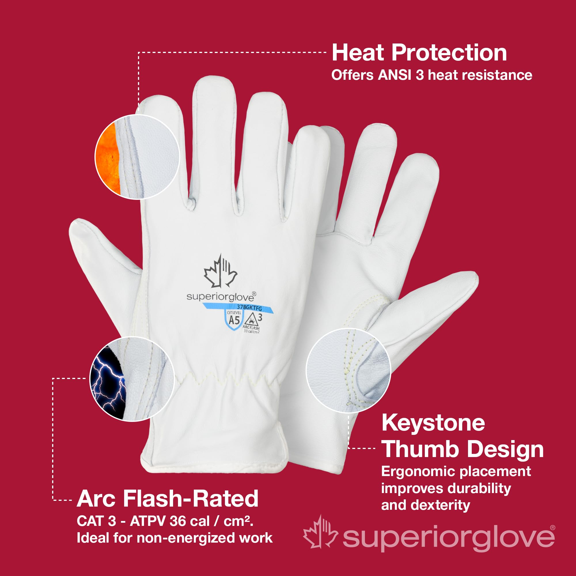Superior Glove Endura Pro heat protection in white leather for hot work.