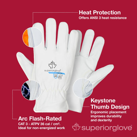Superior Glove Endura Pro heat protection in white leather for hot work.
