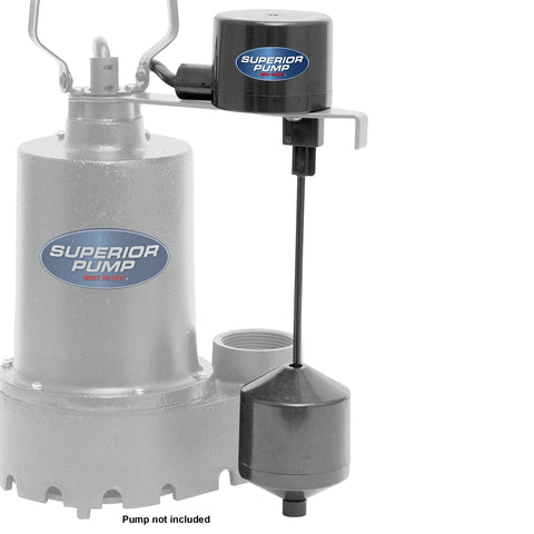Superior Pump 92010 vertical float switch clamp view, non-mercury activation