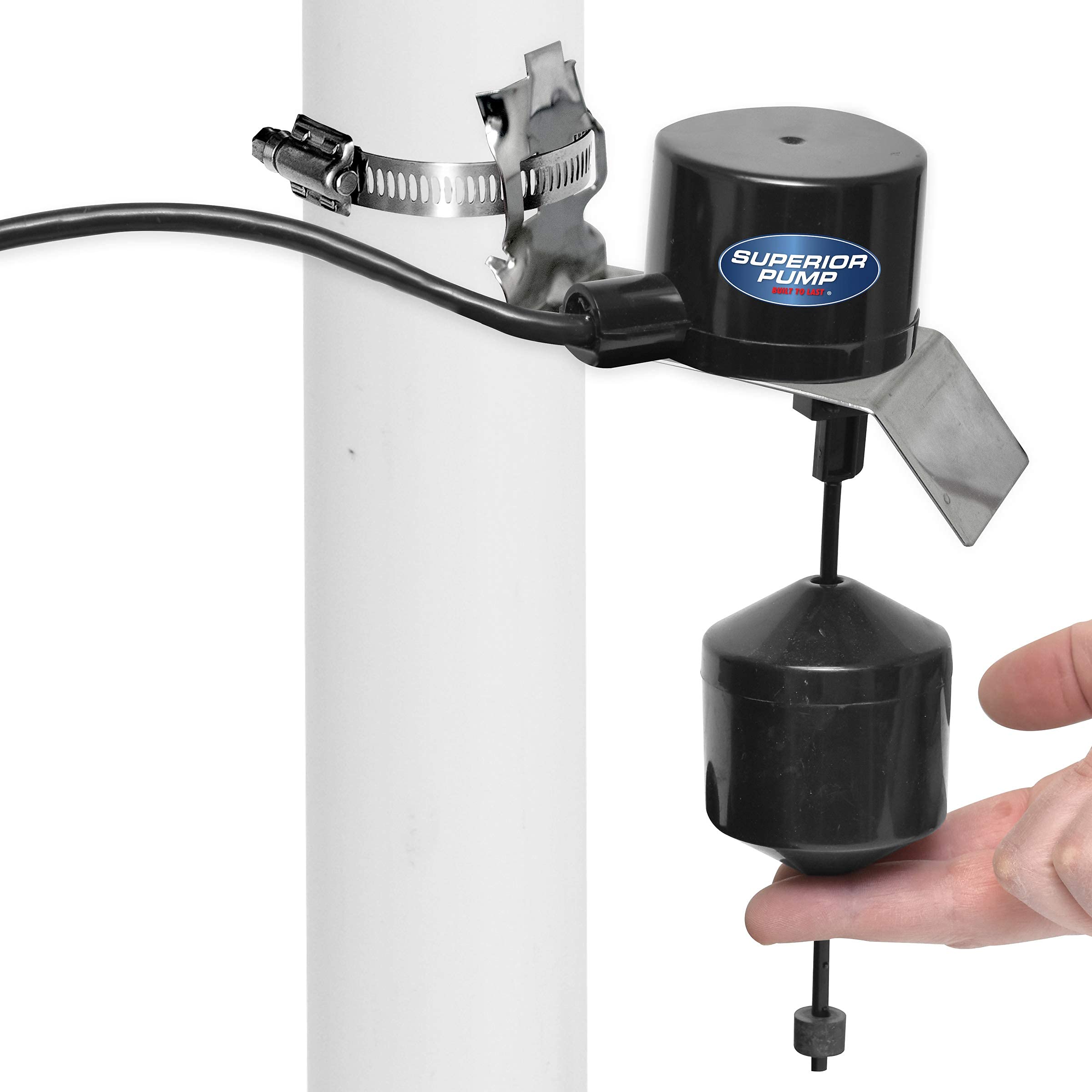 Superior Pump 92010 vertical float switch close-up, 10 ft cord for easy power connection