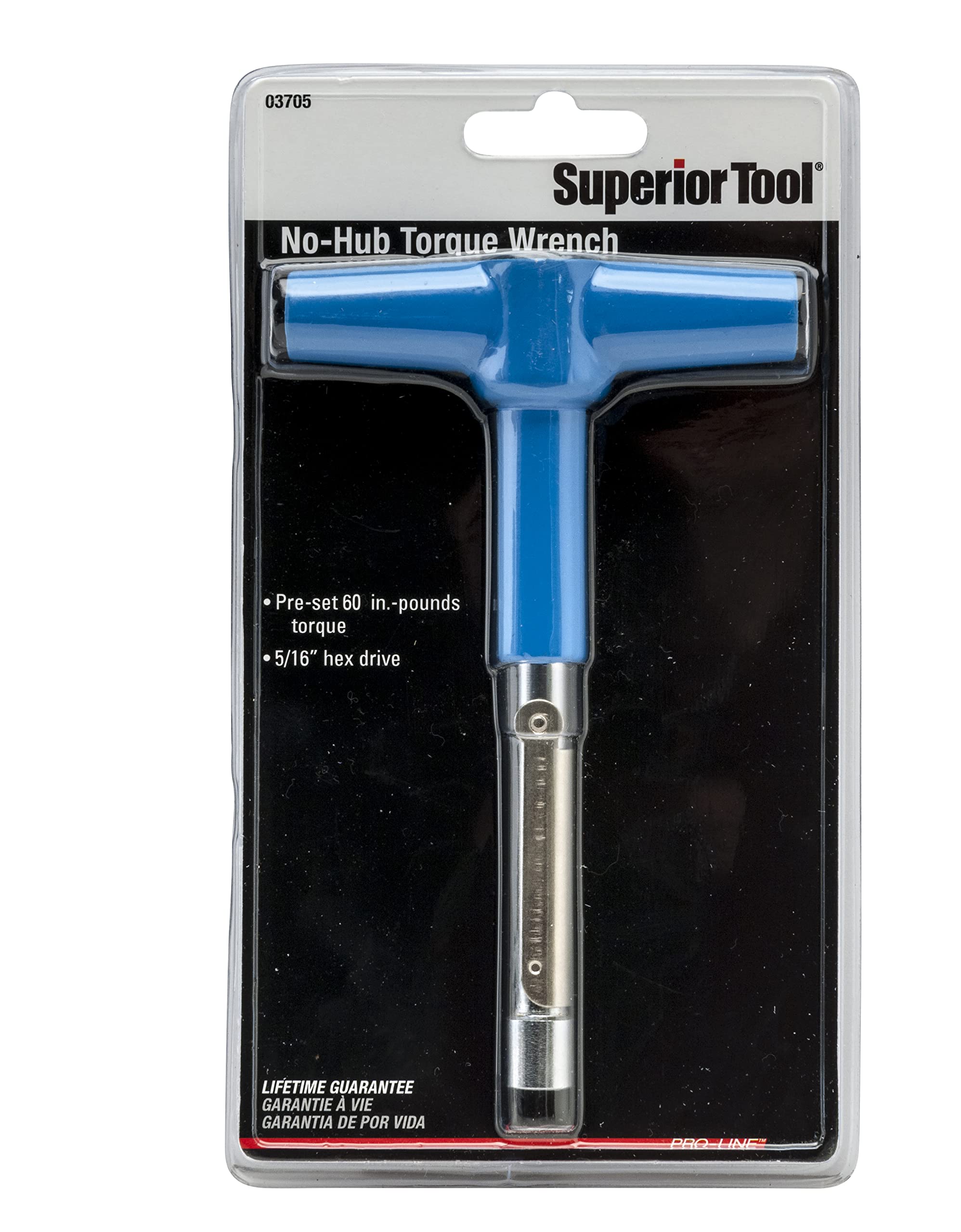 Superior Tool No Hub Torque Wrench angled shot demonstrates use in tight spaces