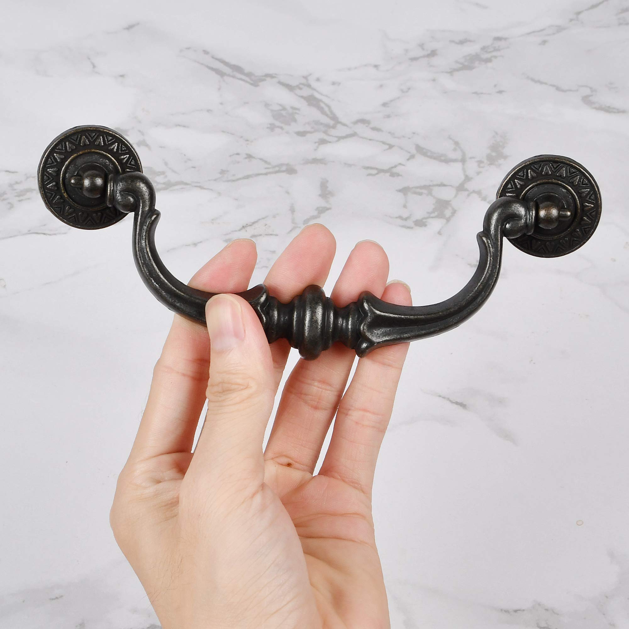 Supkiir zinc alloy hardware with antique black finish.